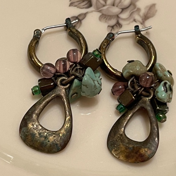 Set of Three Green Toned Pierced Earrings - Picture 7 of 7